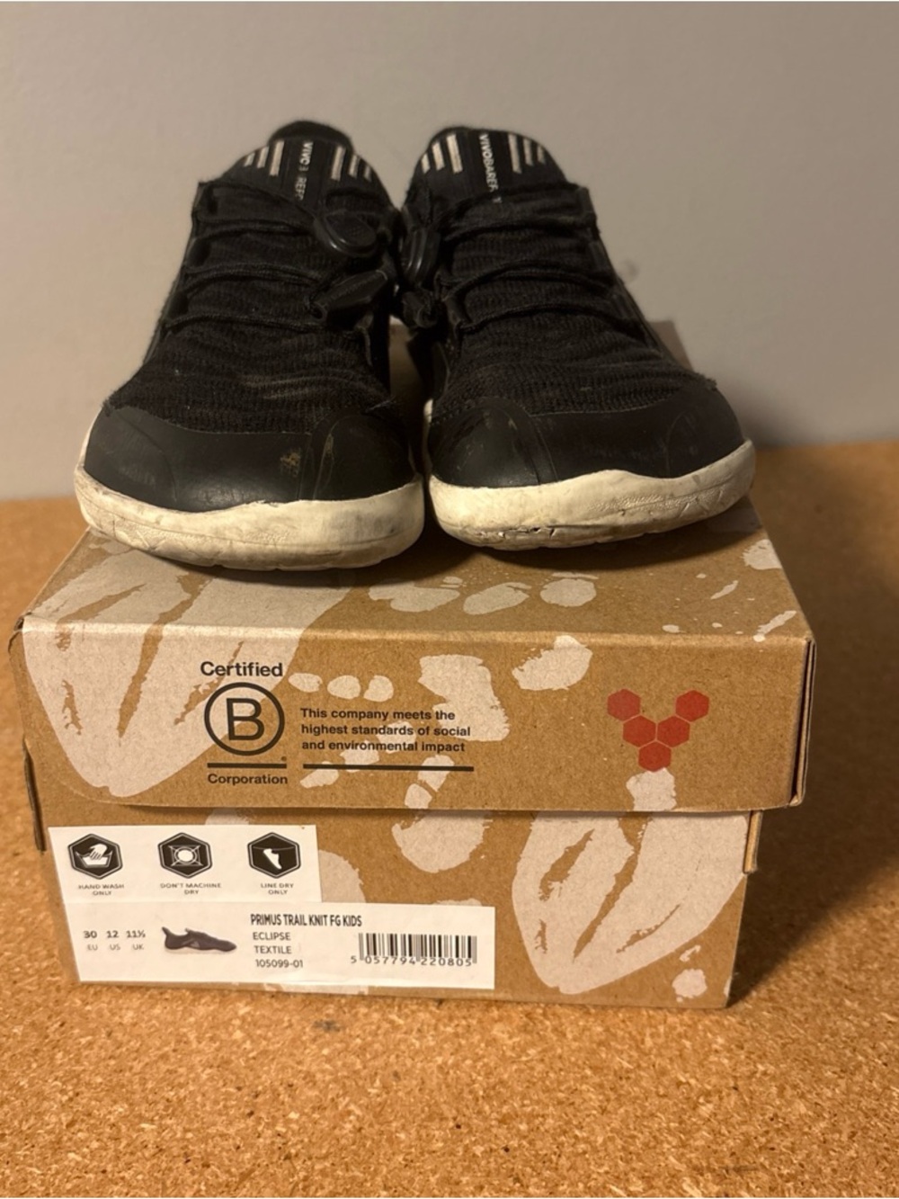 Kids Size US 12 Vivobarefoot Primus Trail Knit FG Kids Eclipse Textile